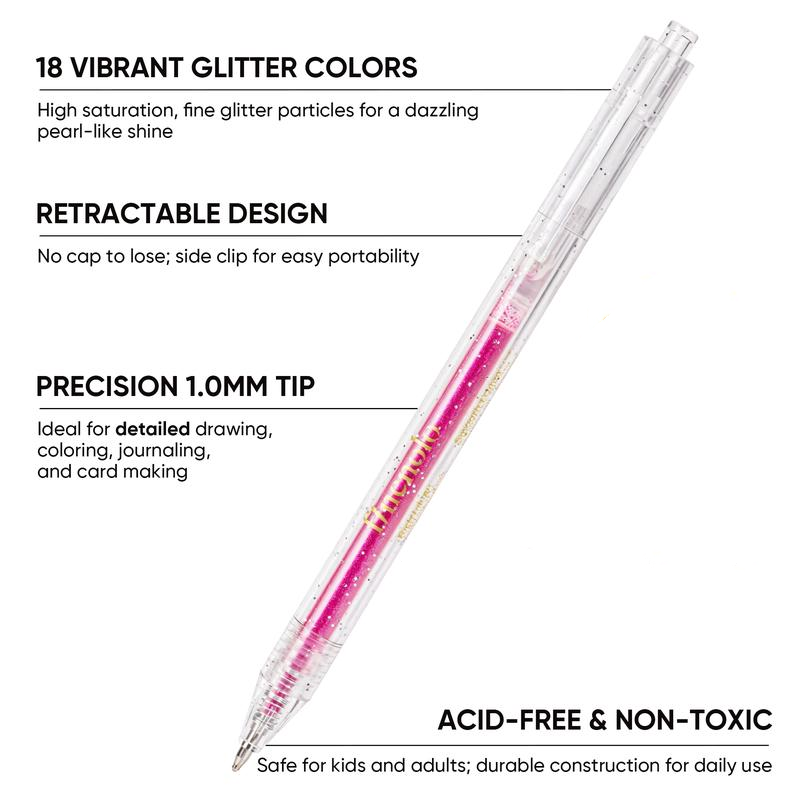 LAST DAY BUY 1 GET 1 FREE 🎁 Glitter Gel Pens Vibrant Sparkle Colored Retractable Sparkling Gel Pen