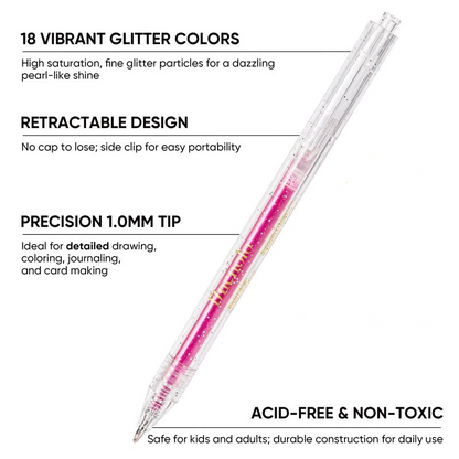 LAST DAY BUY 1 GET 1 FREE 🎁 Glitter Gel Pens Vibrant Sparkle Colored Retractable Sparkling Gel Pen